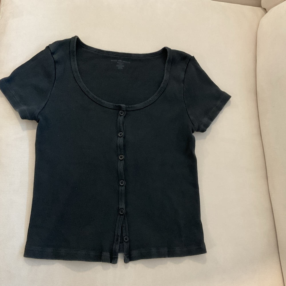 Brandy Melville Black Button-Down Top
